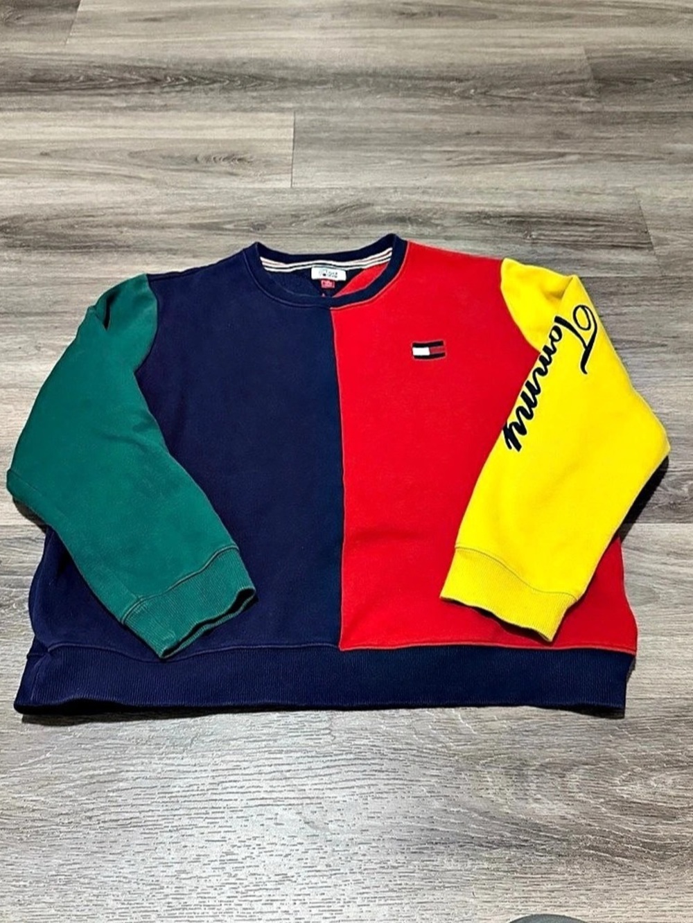 Tommy Hilfiger Colorblocked Denim Sweatshirt Red & Multi Girls XL